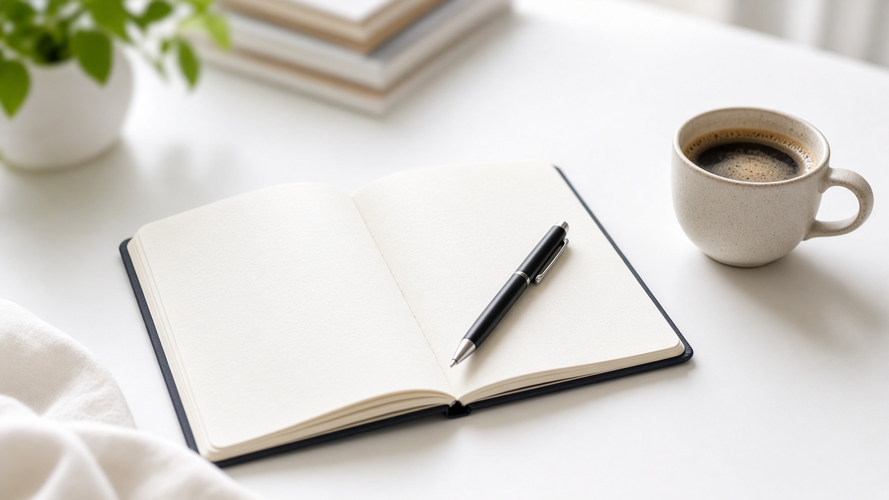 Notes i kawa na biurku